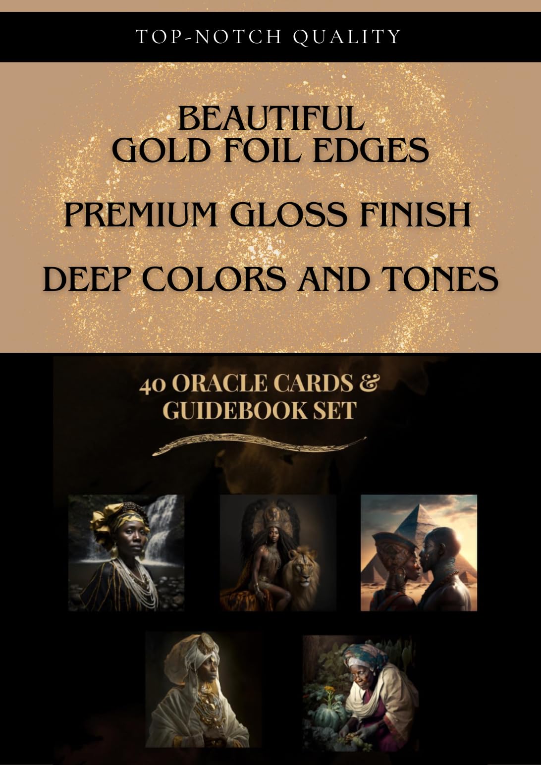 Unspoken Oracle Card Deck - 40 Card Messages from Spirit Guides with Guidebook - Intuition, Self-Love, Clarity, Black Culture, Angels, Heart, Third Eye, and Crown Chakra