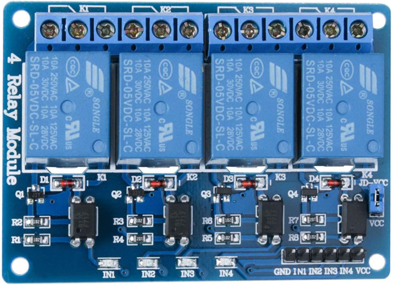 ELEGOO 4 Channel DC 5V Relay Module with Optocoupler for Arduino UNO R3 MEGA 2560 1280 DSP ARM PIC AVR STM32 Raspberry Pi