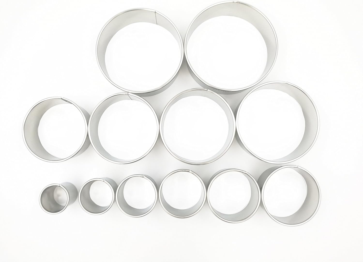 JOKUMO 12 Piece Plain Round Cookie/Pastry Cutter Set Heavy Duty Commercial Grade 18/8 304 Stainless Steel, Metal Marked Size - Image 3