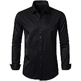 LOCALMODE Mens Stretch Slim Fit Dress Shirts Lightweight Soft Long Sleeve Casual Button Down Shirts