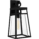 Quoizel Godfrey Outdoor Wall Lantern, Coastal Armour 20.5 Inch 1-Light Matte Black Transitional Wall Sconce, Clear Rain Glass