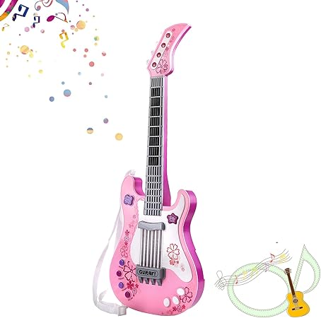 Amazon Twfric キッズ ギター キッズ ギター 女の子用 エレクトリックトイ ギター 音楽楽器 パーティーの記念品 子供用 誕生日プレゼント 女の子 男の子 ピンク ギター 弦楽器 おもちゃ