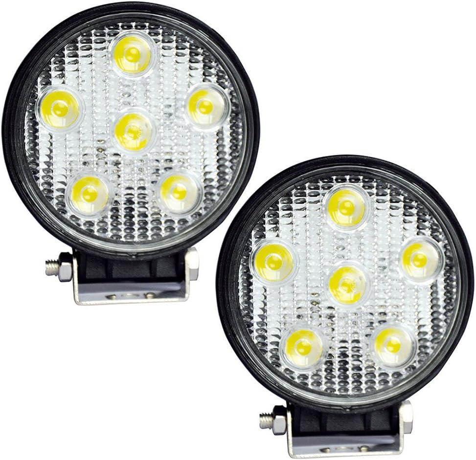 FUSKANG 2Pcs 15W LED Car Work Light，Round Lights Car Headlights Off-road / Truck/ Boat Driving Lights Waterproof Fog Lights Black Spot Light Flood Light ( Size : 128*110*45mm )