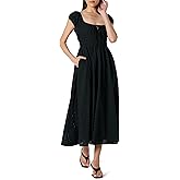The Drop Womens Melody Cap Sleeve Tie Front Cotton Dress
