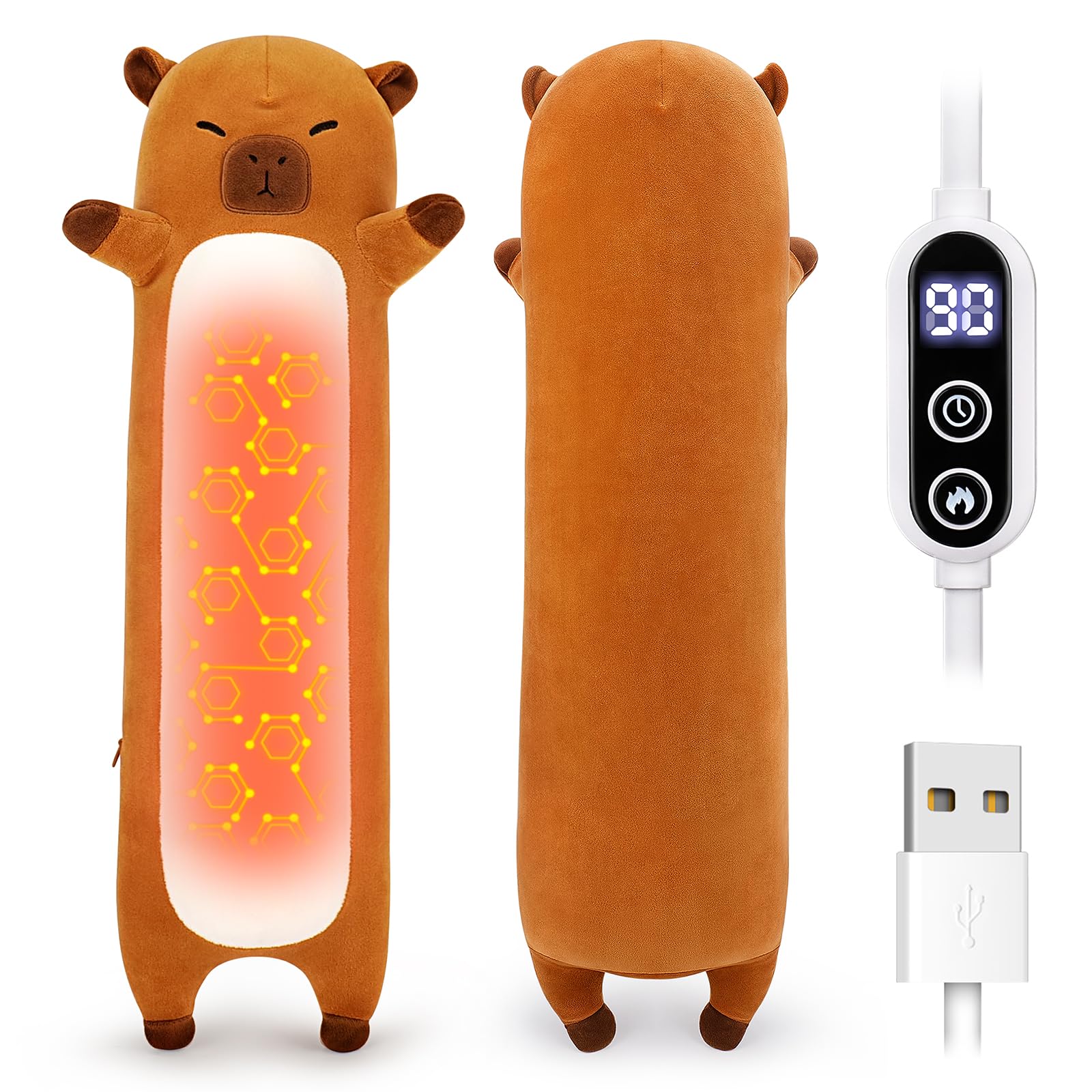 Photo 1 of Sprinqdawin Capybara Heating Pad-USB Heated Plush Stuffed Animals for Period Cramps and Menstrual Pain Relief,20” Portable Electric Heating Pad,Built-Pocket Plushie for Women Mom Girls Birthday Gifts
