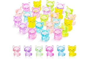 HOMICO 24 Pieces Mini Fox Animals Luminous Mini Resin Animals Tiny Fox for Dollhouse Micro Fairy Garden Landscape Aquarium Birthday Decorations