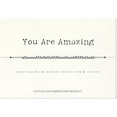 Loved Creations Morse Code Bracelets, Strength Inspirational Morris Code Bracelet for Women, 925 Sterling Silver Blessed Jewelry Gifts for Women Men