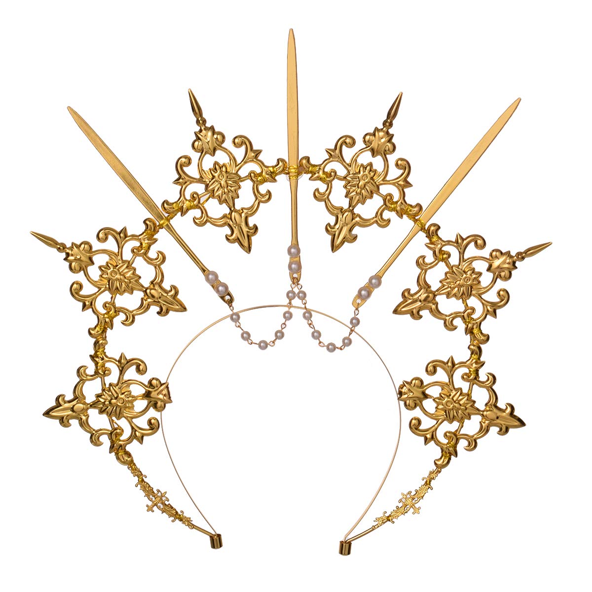 BLESSUME Halo Crown Mary Goddess Headband Women Halloween Costume Headpiece (Gold 10) — image 1