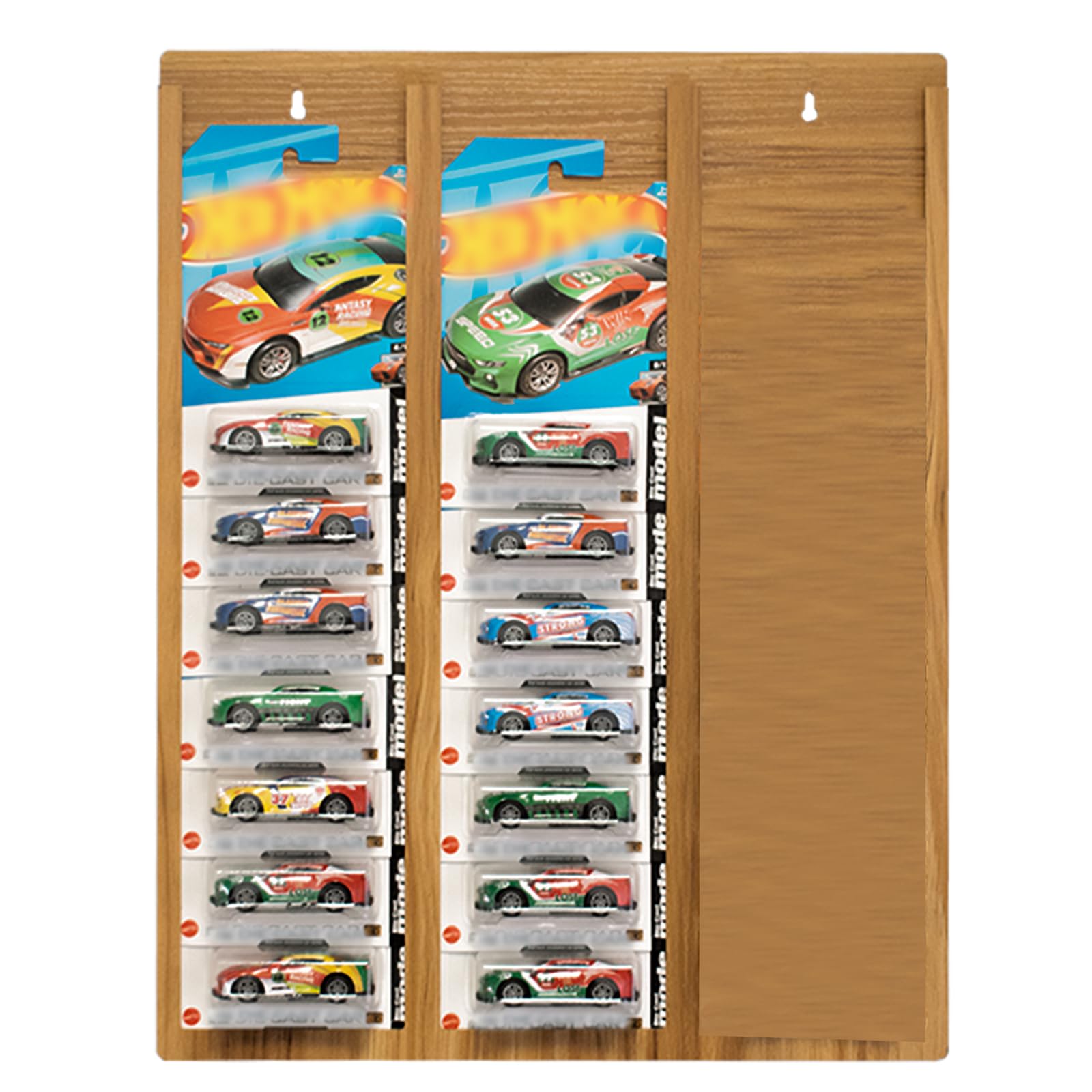 View 1 of HingoFuni Wood Display Case for 30 Packaged Cars Hanging Organizer for Match-Box Packaged Cars Toy Car Storage Organizer Case 13.8 x 17.7 inch (3)