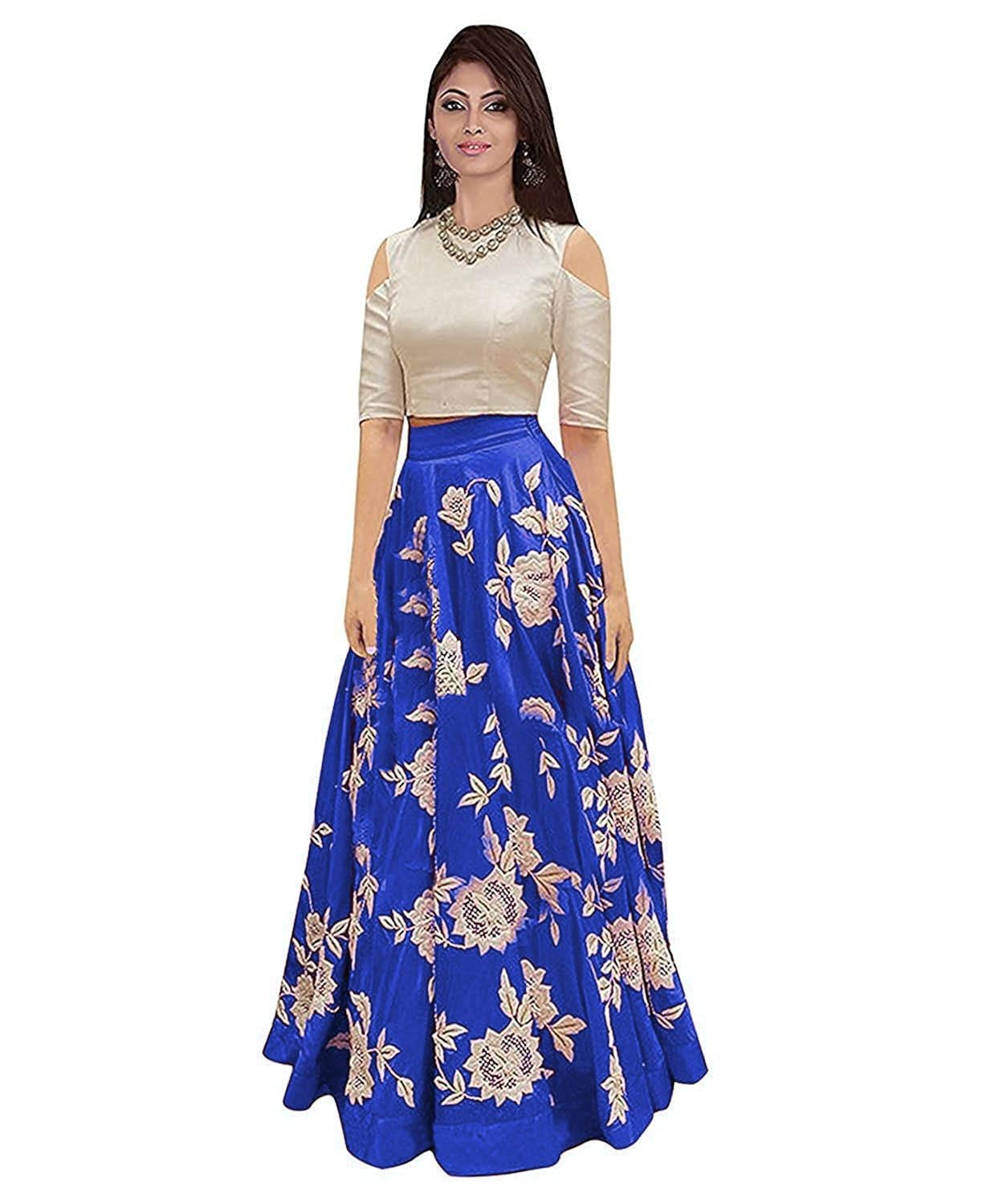 soham fabrics women's taffeta silk embroidered lehenga choli