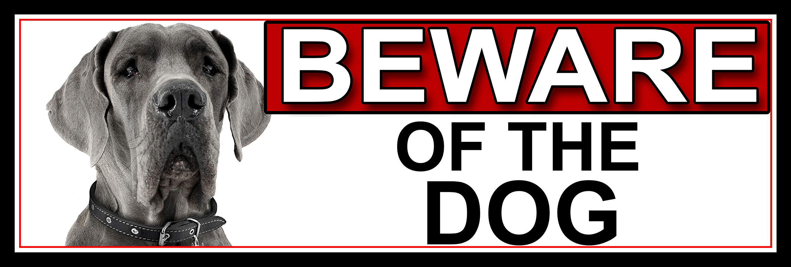 SHAWPRINT Great Dane BEWARE OF THE DOG METAL GATE SIGN 266mm x 87m. (530H2)