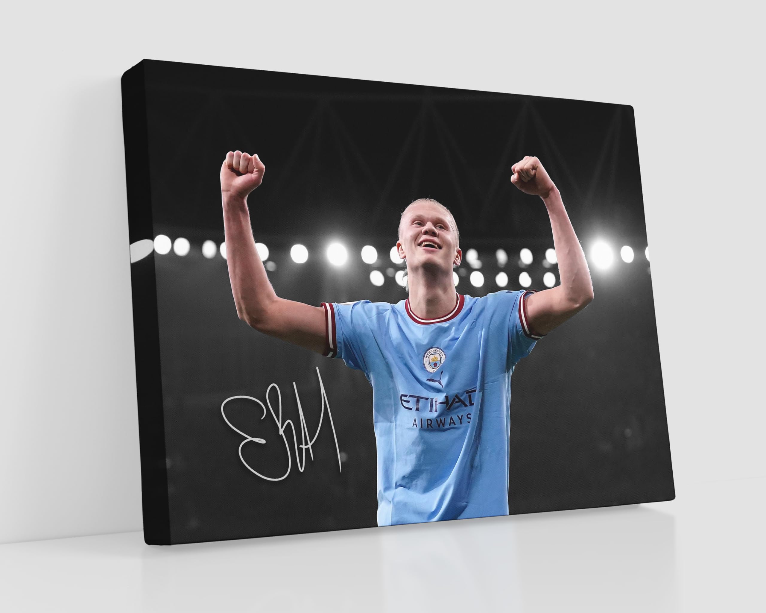 HWC Trading Erling Haaland Manchester City 16 x 12 inch Streched Canvas Print Signed Autograph for Football Fans and Supporters - Image 9