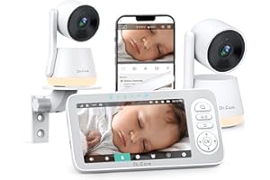 Dr.Care LumiView Plus Smart WiFi Baby Monitor with 2 Cameras - 5.5" 1080P Split Screen & 2K Camera, Privacy Mode, Cry & Motion Alerts, 5000mAh Removable Battery, RGB Night Light, HD Night Vision