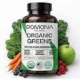 Pomona Wellness Super Greens Supplement, Full of Superfood Vitamins & Minerals, Fruits & Vegetable, Greens Powder for Bloating and Digestion, Gut Health, USDA Organic, Non-GMO, 120 Tablets