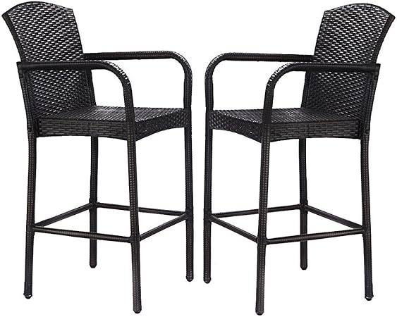 Amazon Com Adumly Set Of 2 Pcs Rattan Wicker Bar Stool Dining