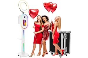 ZLPOWER Photo Booth for iPad 10.2" 10.9" 11" 12.9" 13" for Camera Dualuse Selfie Station Shell Stand APP Control RGB Ring Light Music Sync Light Box Photobooth Machine with Flight Case for Rental