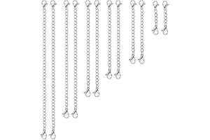 UUBAAR 12 PCS Necklace Extenders - Stainless Steel Necklace Extension Chain for Jewelry, Bracelets & Anklets (1"-6" Lengths, Silver)