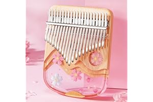 Fiunkes 21 Keys Thumb Piano Crystal Kalimba, 17 Key Finger Piano Musical Gift, Transparent Acrylic C Tone with EVA Bag, Stickers, Tuning Hammer, Cleaning Cloth