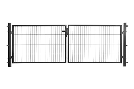 Arvotec Doppeltor/Doppelflügeltor, anthrazit, 250x50, BxH:2x1500x1500mm - komplett aufstellfertig mit Pfosten & Befestigungsm