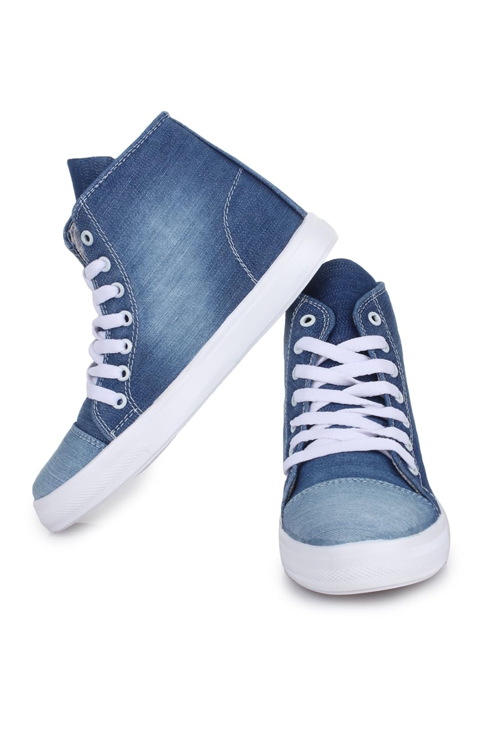 la shades ls-1210,high ankle blue denim casual shoes for women
