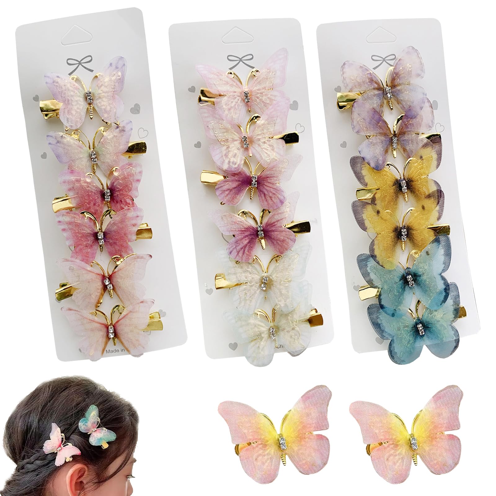 20PCS Butterfly Hair Clips for Girls - Colorful Claw Clips, Cute Small Tiny Accessories for Teens, Women