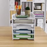 PUNCIA 5-Tier A4 Desk Paper Tray Organizer White Filing Holder view 2