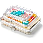 Imakmasion Diaper Bag Organizer Pouches, Clear Hard Shell, 3 Pack 1L 1M 1S | See-through hard shell holds its shape; sorts wipes, pacifiers, snacks, makeup, cords &amp; toiletries; TSA-friendly, stackable