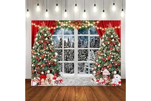 LTLYH 7x5ft Winter Christmas Photography Backdrop Xmas Wooden Window Full Moon Night Background Baby Kids Party Decorations Portrait Cake Table Banner Photo Studio Props 236