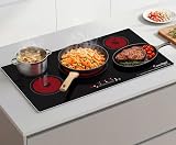36 Inch Electric Cooktop 5 Burner, Built-In Ceramic Glass Cooktop 220-240V Hardwired, 9200W Radiant Electric Stove Top with Touch Control, 9 Heat Levels, Timer, Safety Lock, Works with All Cookware