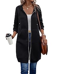 ELESOL Women's Casual Zip up Hoodies Long Tunic