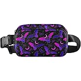 Fashion Waist Pack Crossbody Bags for Women Men with Adjustable Strap, Purple Bat Gothic Mini Chest Bag Belt Bag for Run Travel Outdoor Cycling Hiking