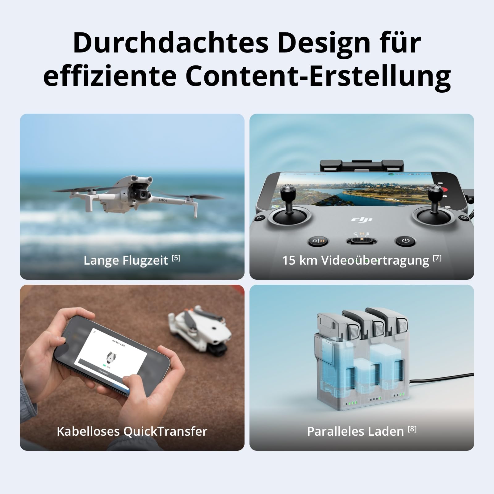 DJI Lito 1, Einsteigerfreundliche 4K Kameradrohne, Hinderniserkennung, ActiveTrack, 4K-Video & 8K-Foto, Geeignet für Erwachsene, Leicht & Faltbar, 15 km Videoübertragung, C0 8