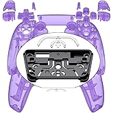 eXtremeRate Full Set Shell with Buttons Touchpad Cover, Clear Atomic Purple Custom Replacement Decorative Trim Shell Front Back Plates Compatible with p s 5 Controller BDM-030 BDM-040 BDM-050