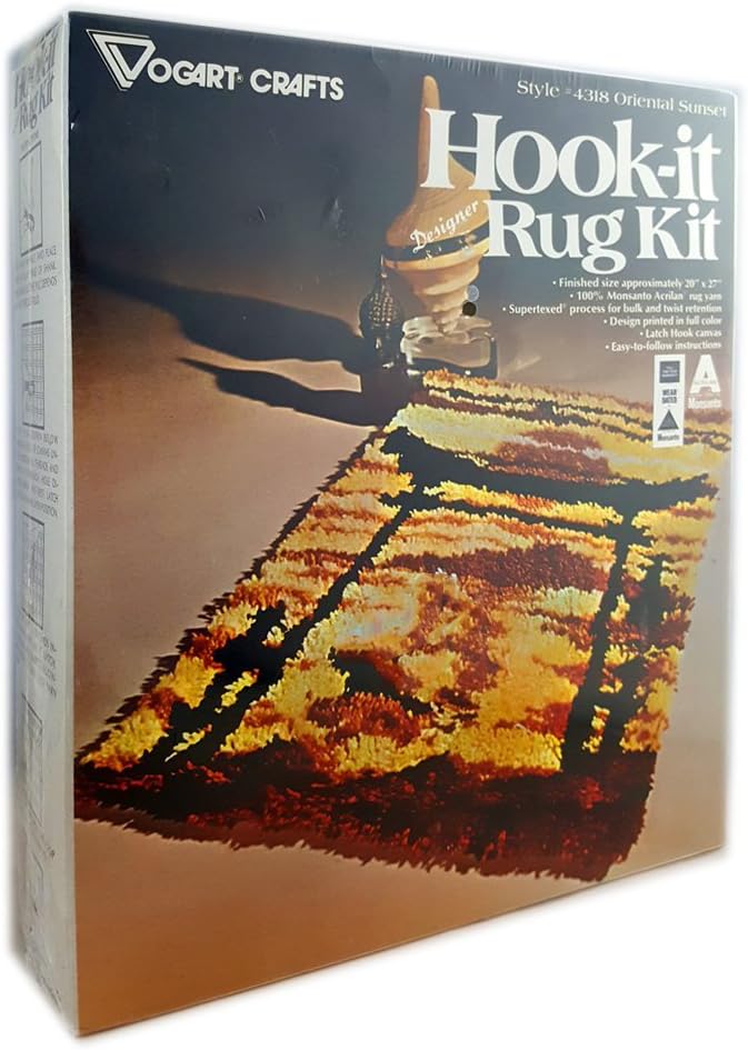 Vogart Crafts Vintage Hook-it Rug Kit Oriental Sunset Sailboat Kit No. 4318 20 x 27