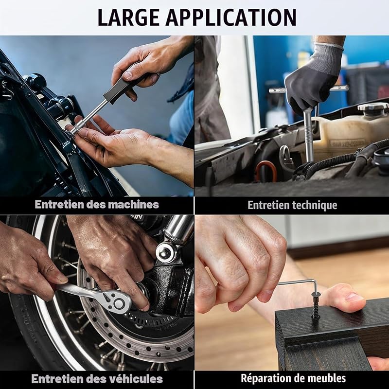 Coffret Cliquet 46 Pièces, Malette Outils avec 1/4", Douilles, Extensions, Bits, Acier Chrome-Vanadium, Coffret Douille Inclus