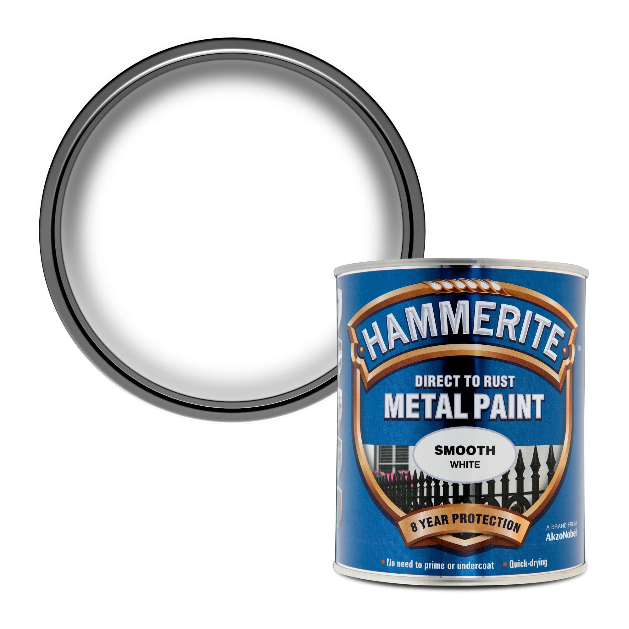 Hammerite Smooth Metal Paint, White, 750 ml (Pack of 1)