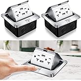 Hoolerry 2 Pack Pop up Floor Electrical Outlet Cover Box Kit with 4.8A USB Charger 20Amp Waterproof Weatherproof Floor Tamper Resistant Outlet Receptacle for Countertop Home (Silver)