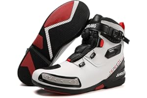 TEOKJ Motorcycle Shoes for Men and Women, Reinforced Street Riding Shoes with MOZ Closure System, Ankle Support, Anti-Slip Sole