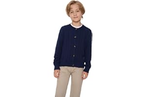 SMILING PINKER Boys Cardigan Sweater Toddler Cable Knit Long Sleeve Cotton Button Up Chunky Sweater Jacket