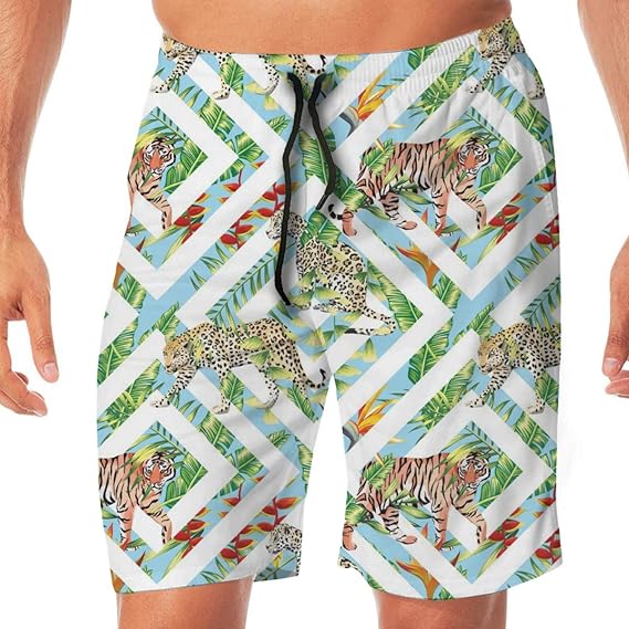 Amazon Co Jp Tiger Leopard サーフパンツ メンズ ショーツ 水着 街着 ビーチ 海パン スイムパンツ 3ｄプリント 通気速乾 水陸両用 速乾 M Xxl 服 ファッション小物