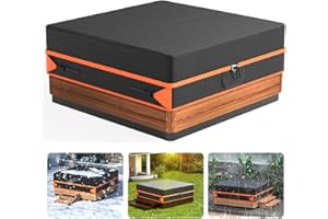 TLOOE Hot Tub Cover - SPA Cover for Hot Tub Heavy Duty 600D Hot Tub Covers Replacement, PU Oxford Cloth Waterproof, UV Protection Outdoor SPA Cover (80 x 80 x 20 inch, Black)