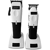 TPOB Play Barber Hair Clippers & Trimmer for Men 7500 RPM with Rubber Grips (White 2 Set)