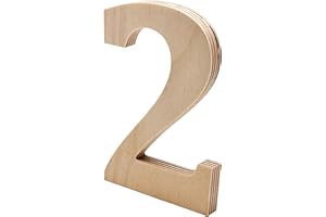 WOODEN LETTER STORE 6” Tall Wooden Number 2 – 1/2” Thick Baltic Birch – Paintable DIY Decor, Signs & Crafts - Pack of 1