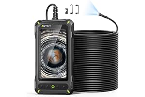 Anykit Borescope Inspection Camera with Light, Industrial Endoscope Camera with 0.3 Slim Probe, 4.3” HD Screen Digital Snake Cam, Semi-Rigid Cable Bore Scope for Pipe, Engine, Inside Wall (33 FT)