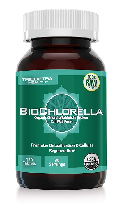 Organic Chlorella: 4 Organic Certifications - Broken Cell Wall Form, Blue Green Algae - Raw, Sun-Grown, Non-Irradiated | Compliments Spirulina (120 Tablets)