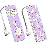Book Marks for Reading Women Girls Readers Teen Girl Gifts Trendy Stuff Cute Funny Bookmarks Purple Stuff Book Lovers Gifts for Women Readers Reading Tracking Accessories 2-Side Silly Bookmark Goose