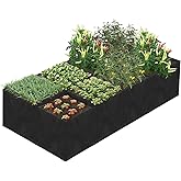 Hlimior 58 Gallon Fabric Raised Garden Bed, 4x1x1ft Large Garden Grow Bag Outdoor 8 Grids Planter Box Felt Planting Container for Growing Tomatoes Potatoes Plants Flowers, Black(1, Medium)