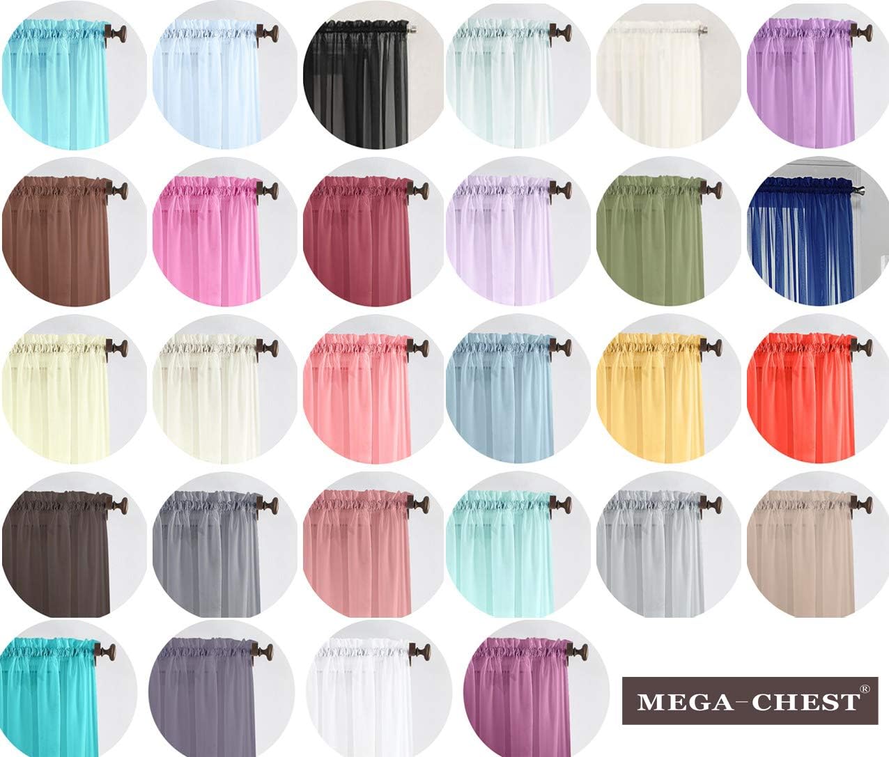Megachest a pair of slot top voile curtains (Champagne, 56" wideX90 drop 2 Panels), W 56" x L 90" (2 Panels) - Image 4