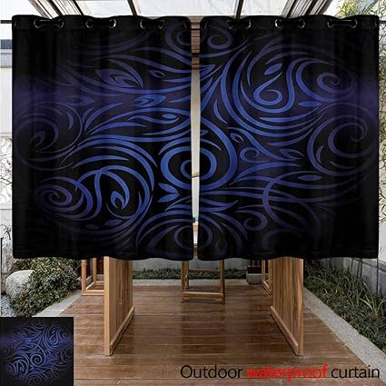 Amazon Com Sliding Door Curtain Dark Blue Victorian Swirled
