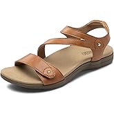 Rihero Orthopedic Sandals for Women Arch Support Comfortable Flat Sandals with Adjustable Strap for Summer Beach Walking